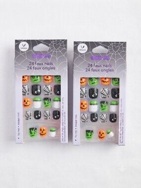 Claire's Halloween Faux Nails For Girls - Pumpkin, Monster, Spider - 2-Pack